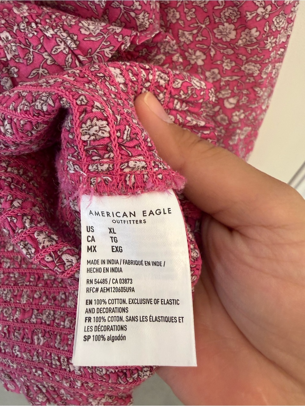 American Eagle Pink Floral Peasant Blouse NWT - Picture 4 of 5